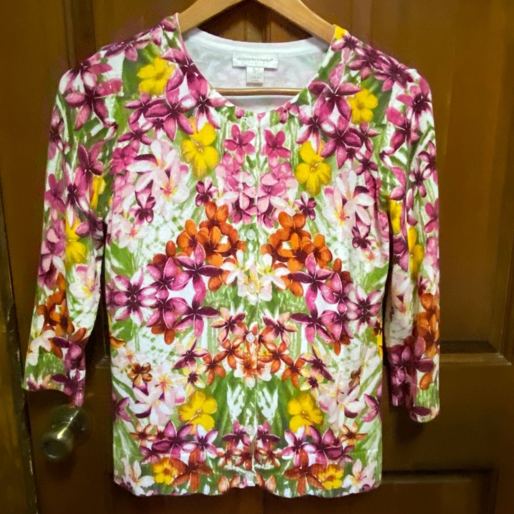 Christopher & Banks Women's Vintage Spring Cardigan Sweater 3/4 Sleeve